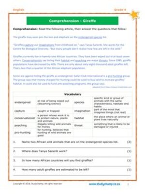 cover image of Grade 4 Comprehension: the Giraffe